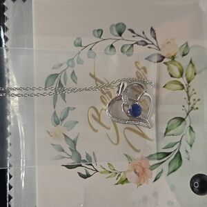 NEW Elegant Silver Necklace with Blue Gemstone